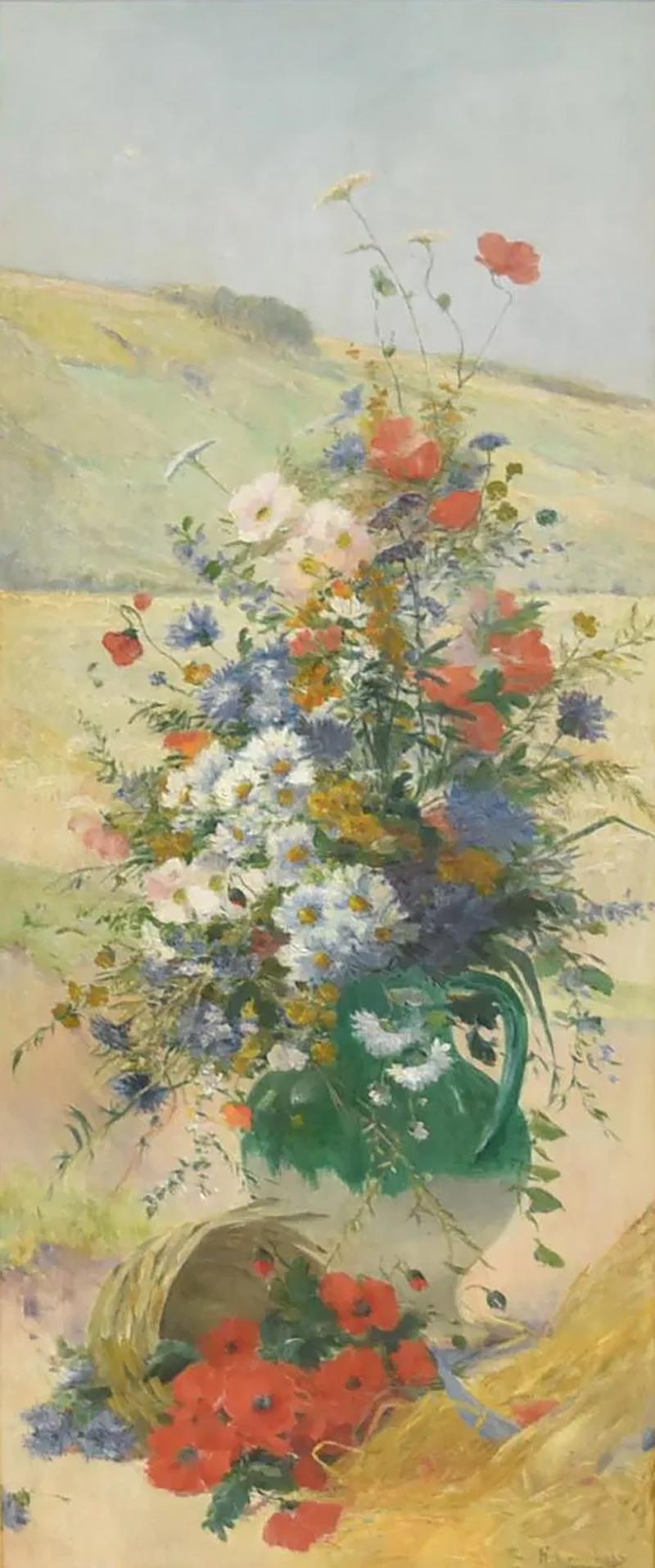 EUGENE HENRI CAUCHOIS FLOWER STUDY OIL PAINTING