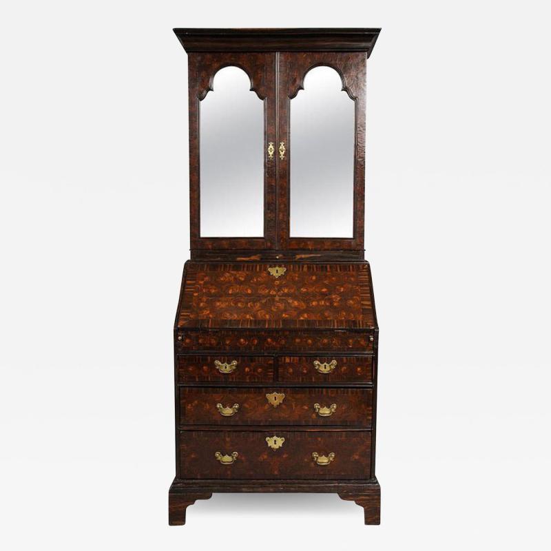 EXCEEDINGLY RARE BRITISH COLONIAL EBONY BUREAU BOOKCASE