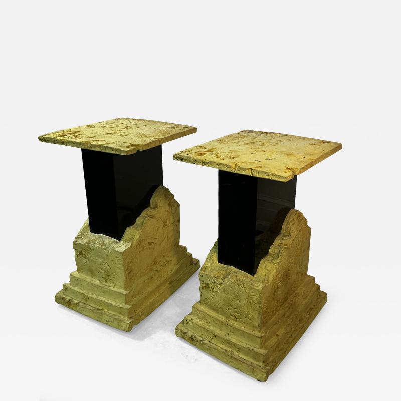 EXCEPTIONAL ITALIAN POST MODERN NATURAL STONE DESIGN STANDS