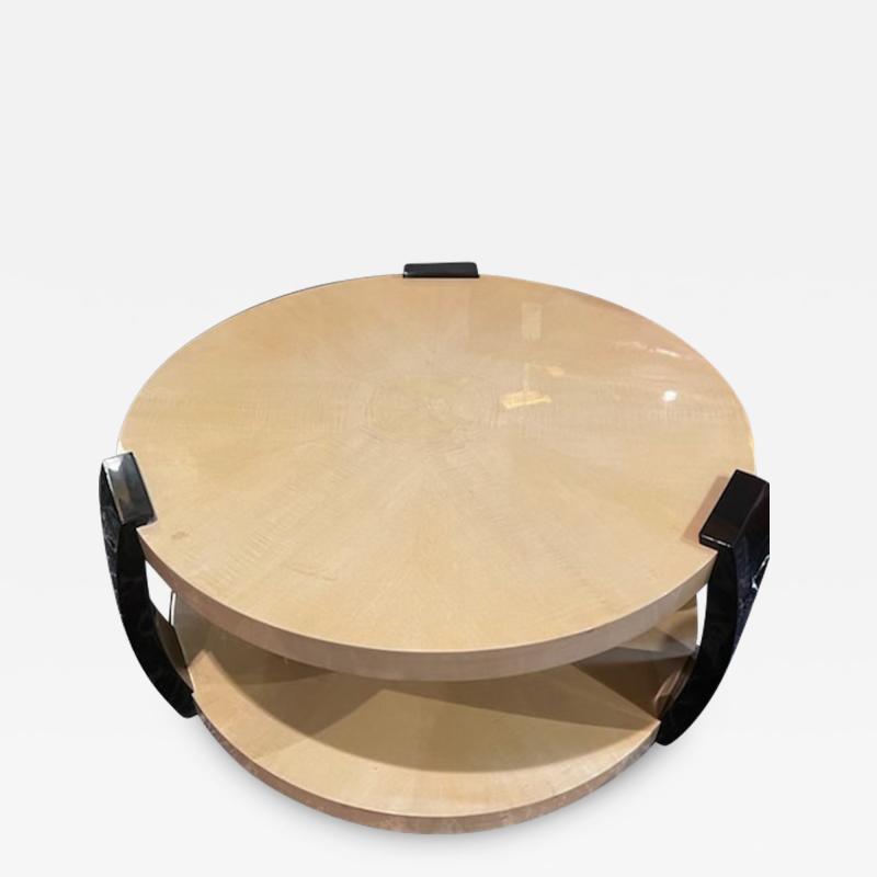 EXCEPTIONAL ROUND DOUBLE TIER ART DECO REVIVAL TABLE