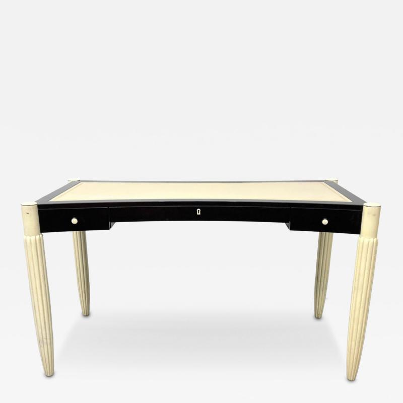 EXCEPTIONAL STYLE ART DECO REVIVAL CREAM AND BLACK LACQUER DESK VANITY