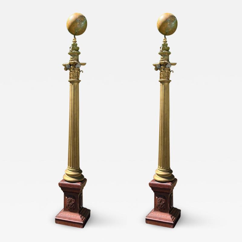 EXTRAORDINARY PAIR OF 19TH CENTURY ELABORATE MASONIC COLUMNS