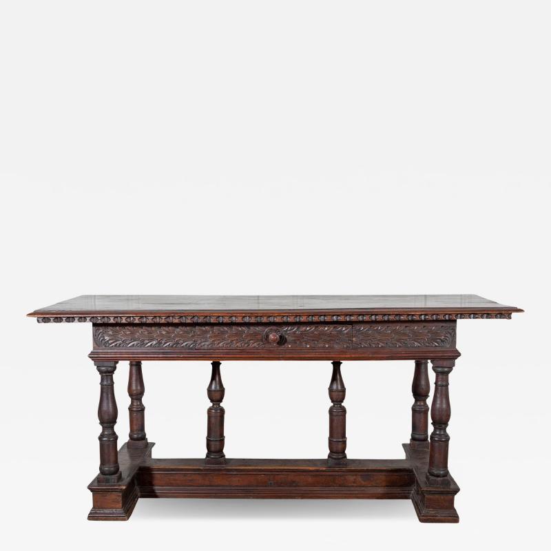 Early 17th Century Lombard Louis XIV Walnut Table with Baluster Legs