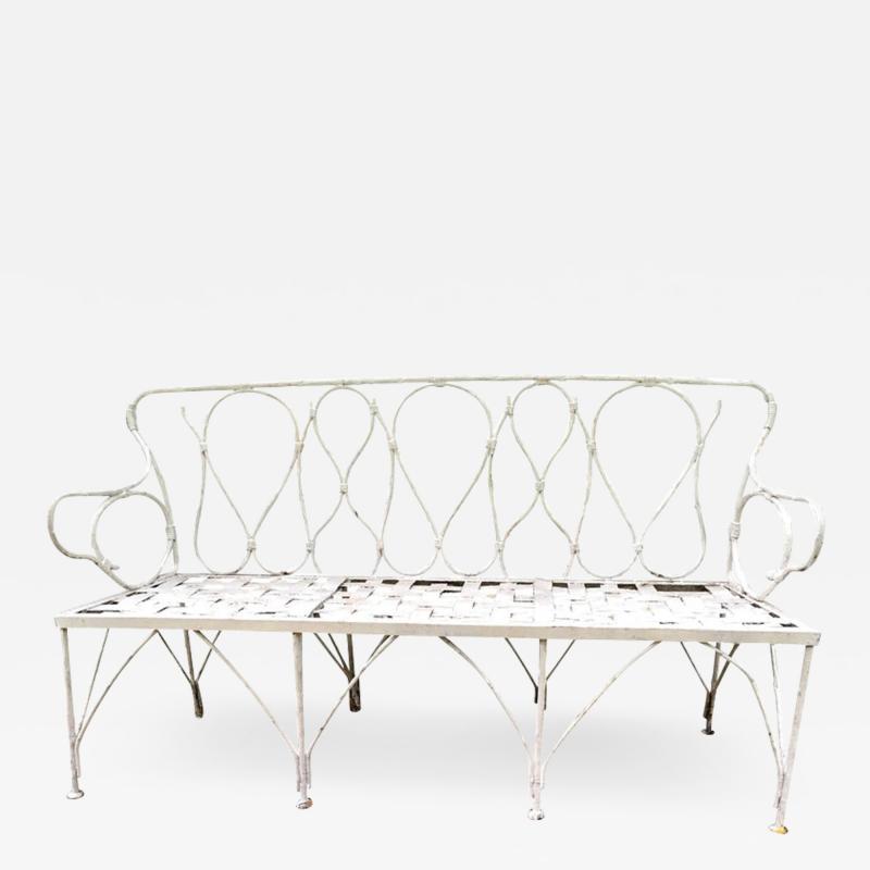 Early 1920s French Faux Bamboo Wrought Iron Garden Bench