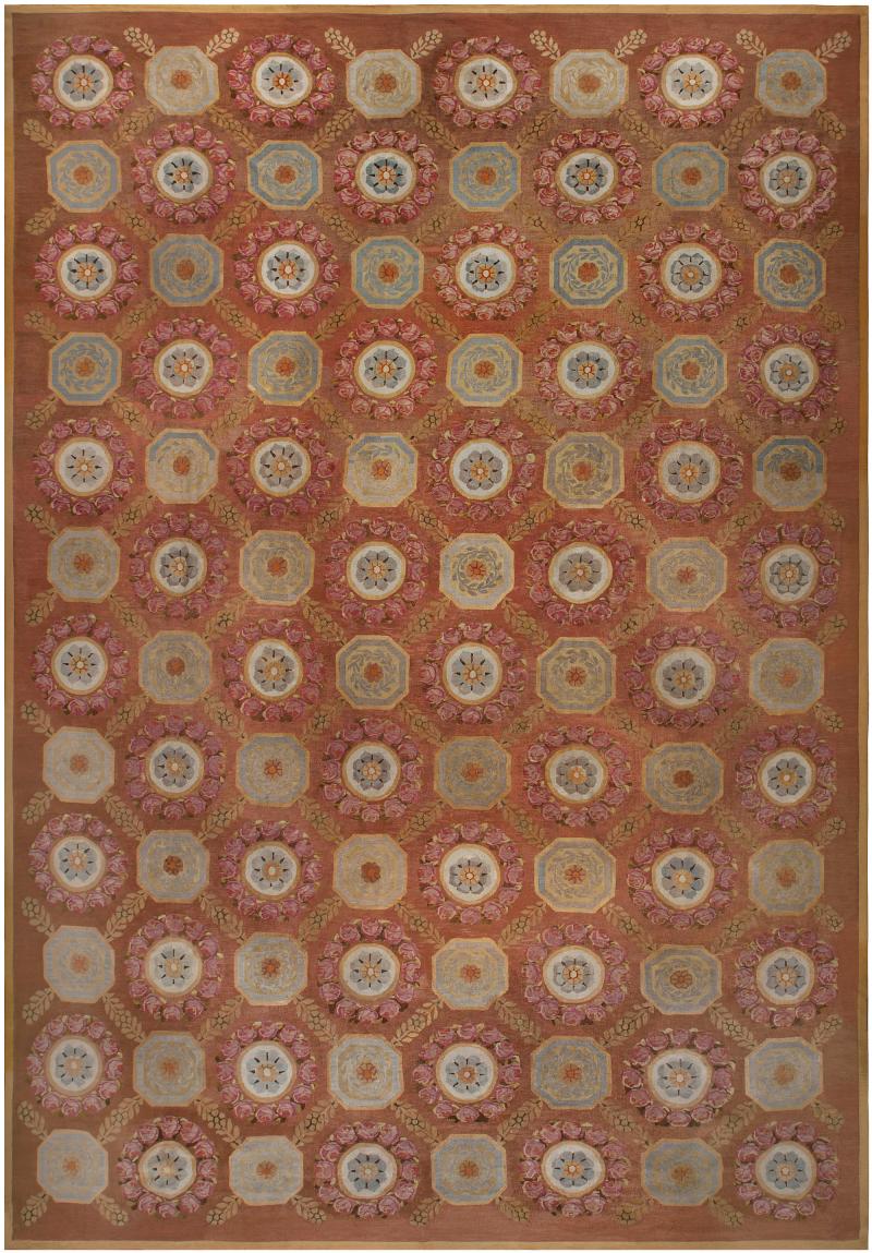 Early 19th Century Aubusson Brown Handmade Wool Rug