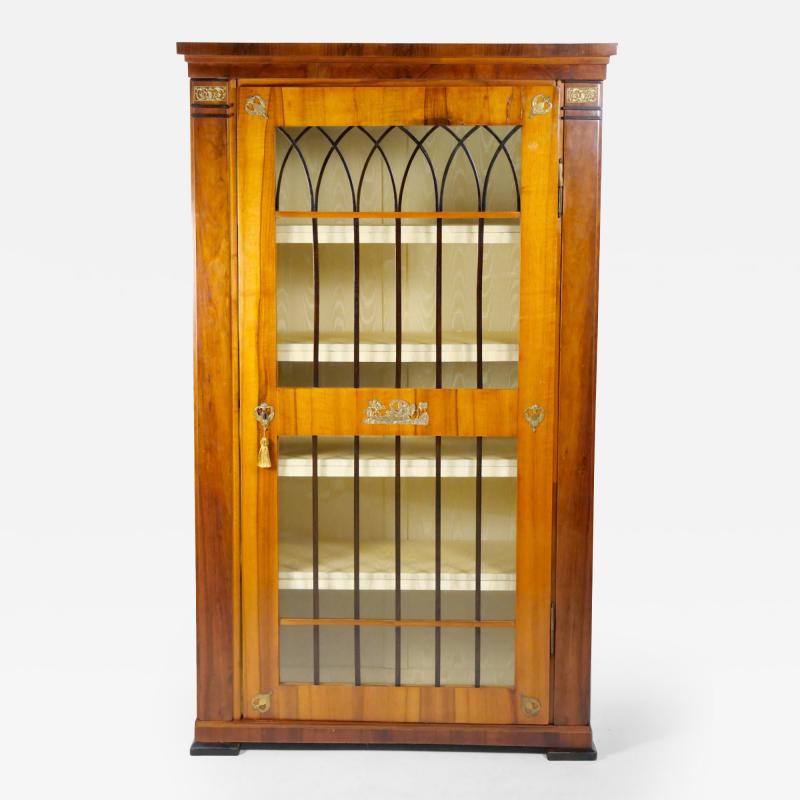 Early 19th Century Biedermeier Walnut Bronze Mounted Bookcase Cabinet