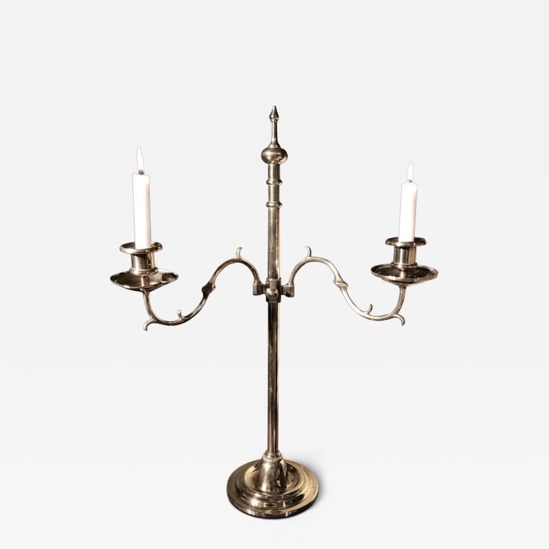Early 19th Century Brass 2 light adjustable candelabra 