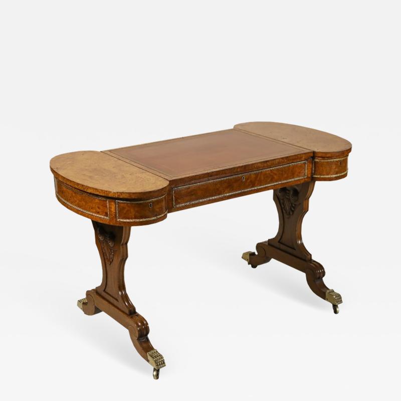 Early 19th Century Brass Mounted Pollard Oak Writing Table