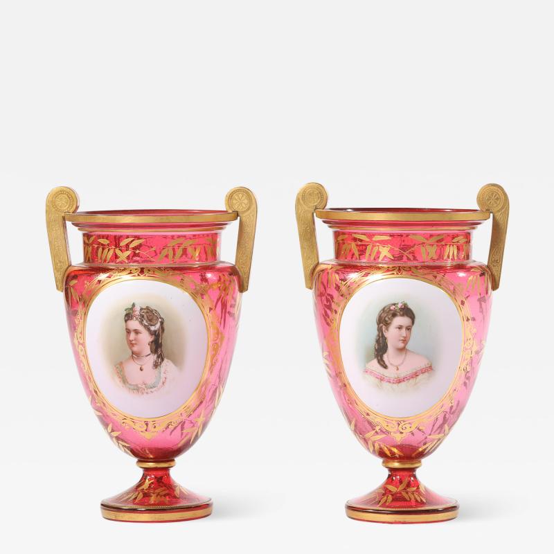 Early 19th Century Gilt Glass Pair Vases Urns