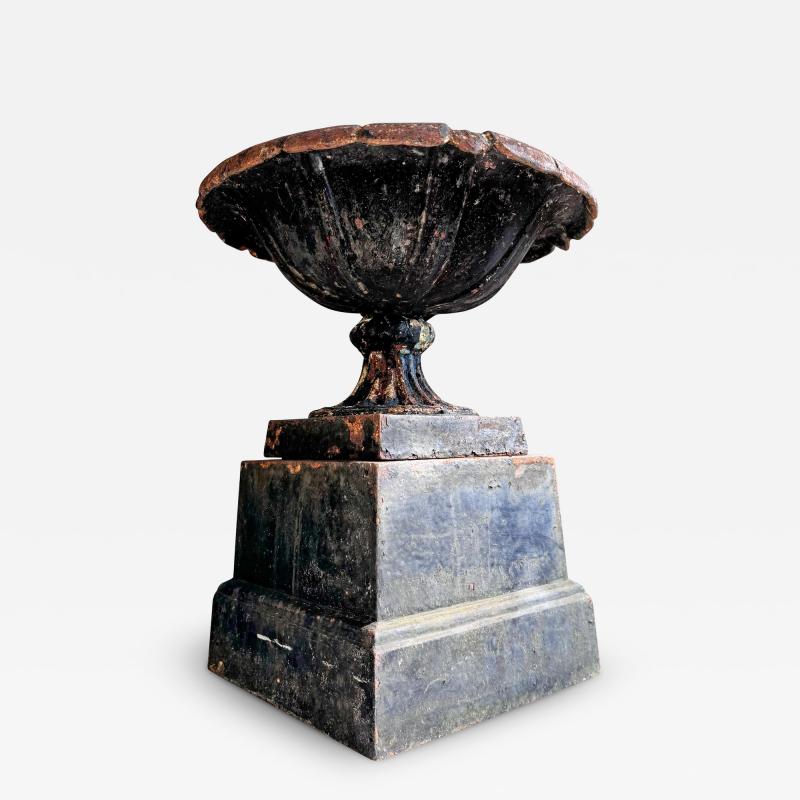 Early 19th Century Handyside Style Cast Iron Tazza Urn on Plinth