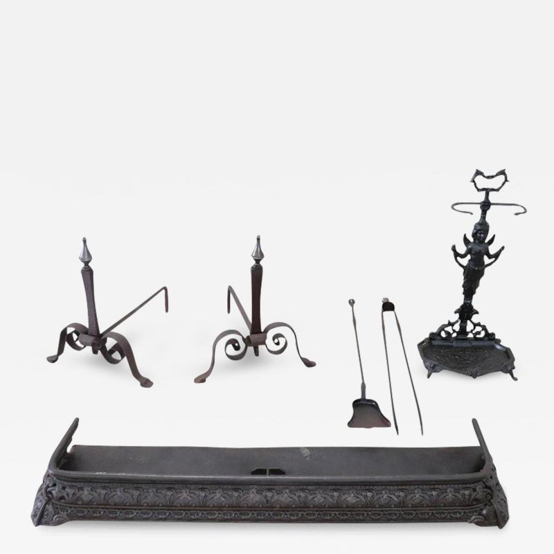 Early 19th Century Italian Antique Iron Fireplace Tool Set