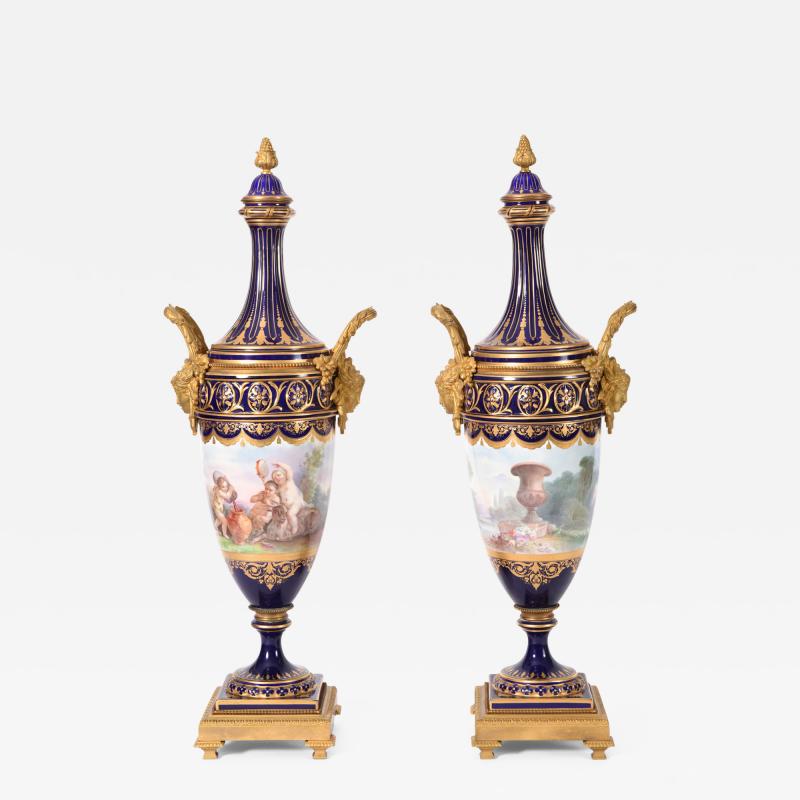 Early 19th Century Matching Pair of Bronze Mounted Porcelain Urns