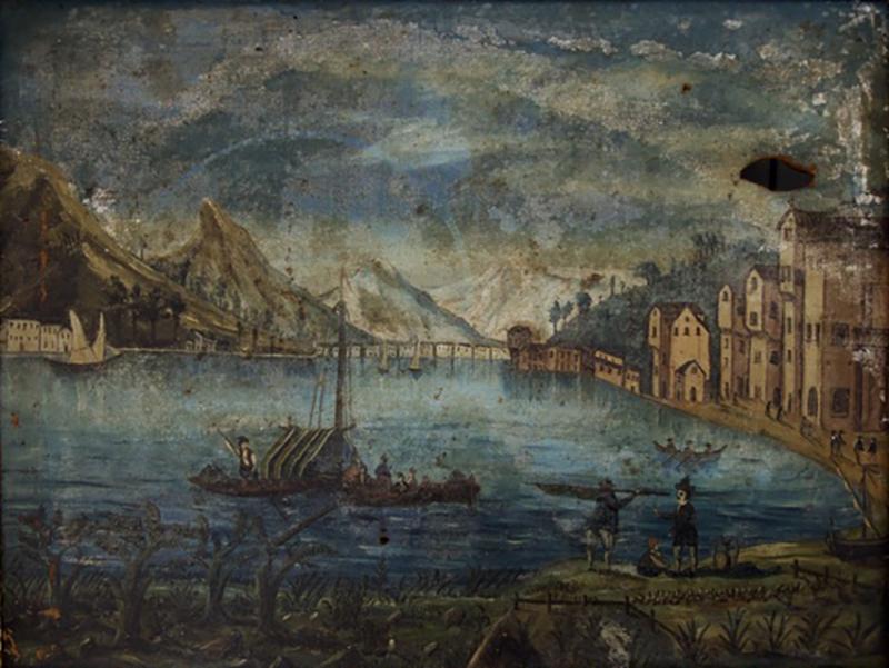 Early 19th Century Naive Landscape Painting Italy