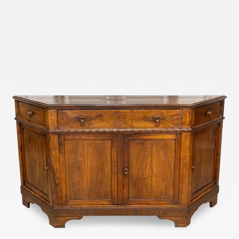 Early 19th Century Walnut Credenza from the Veneto Region with Canted Sides