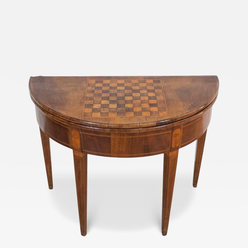 Early 19th Century Walnut Half Moon Game Table