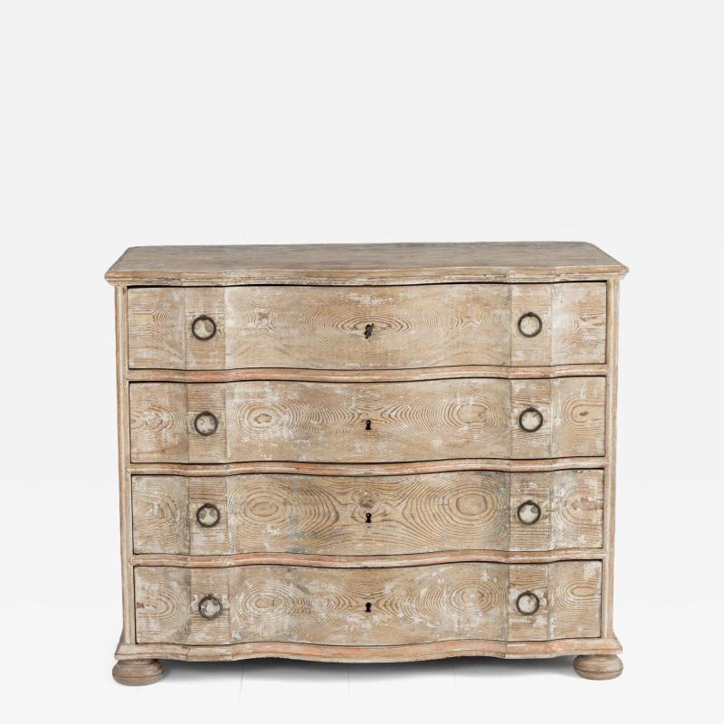 Early 19th c Danish Baroque Arbal te Shaped Commode in Original Patina