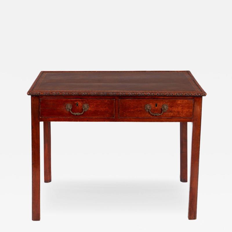 Early 19th c English Two Drawer Leather Top Writing Table