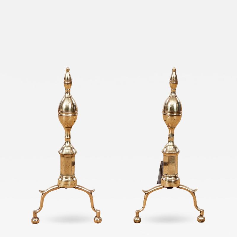 Early 19th c Federal Lemon Top Andirons