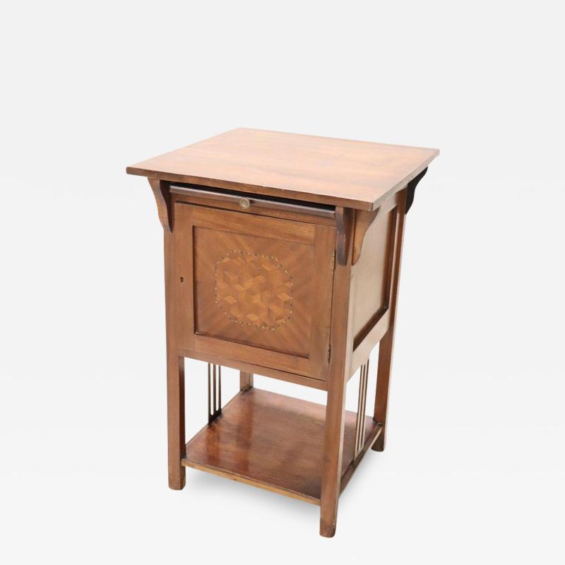 Early 20th Century Art Nouveau Inlaid Wood Side Table