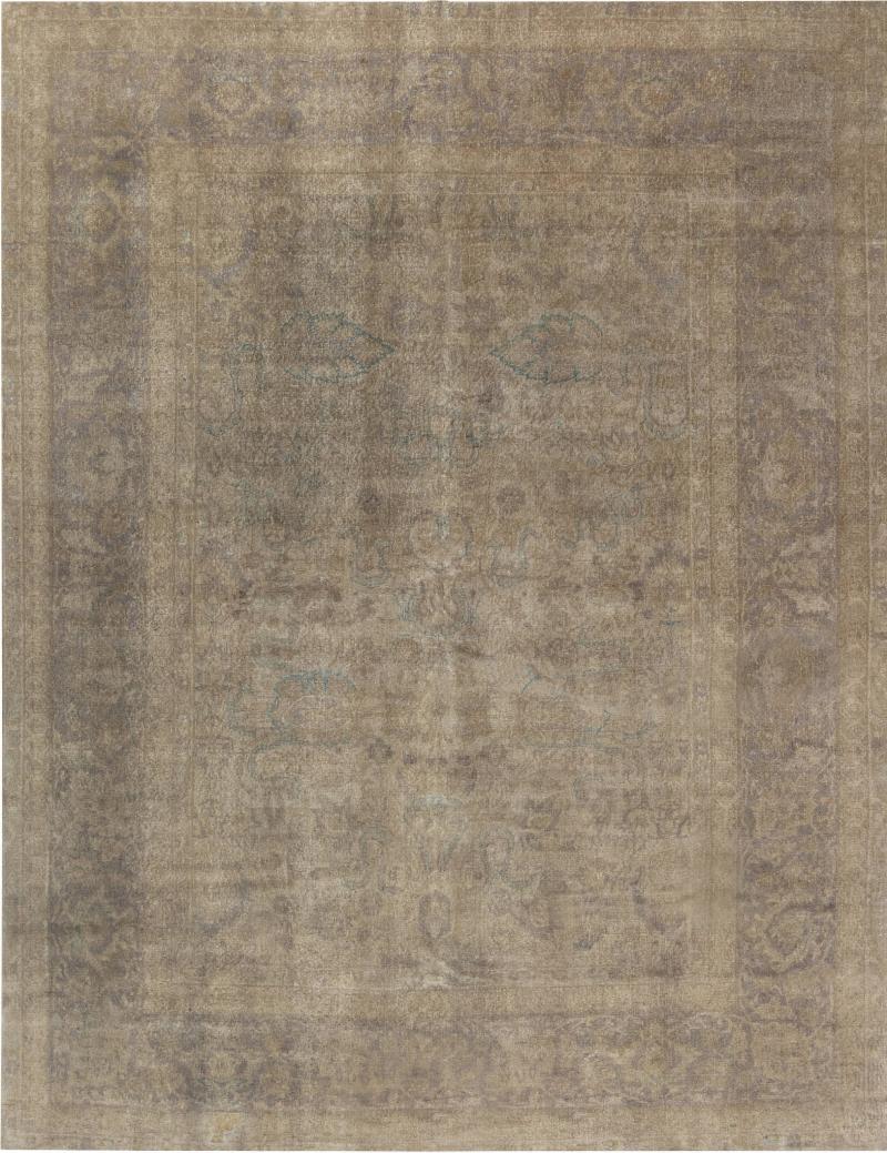 Early 20th Century Botanic Turkish Sivas Sandy Beige Mauve Brown Teal Wool Rug