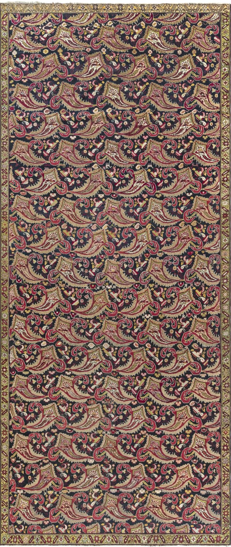 Early 20th Century Caucasian Karabagh Rug in Black Red and Yellow