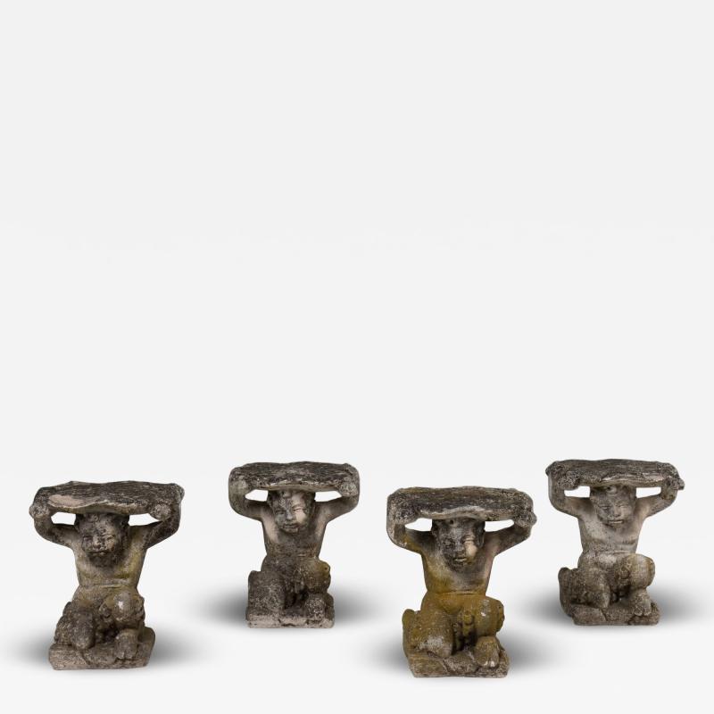 Early 20th Century Collection of Four Italian Concrete Forest Fauns