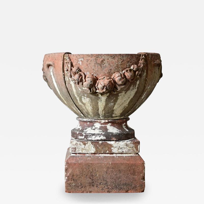 Early 20th Century English Compton Terracotta Pot on Pedestal