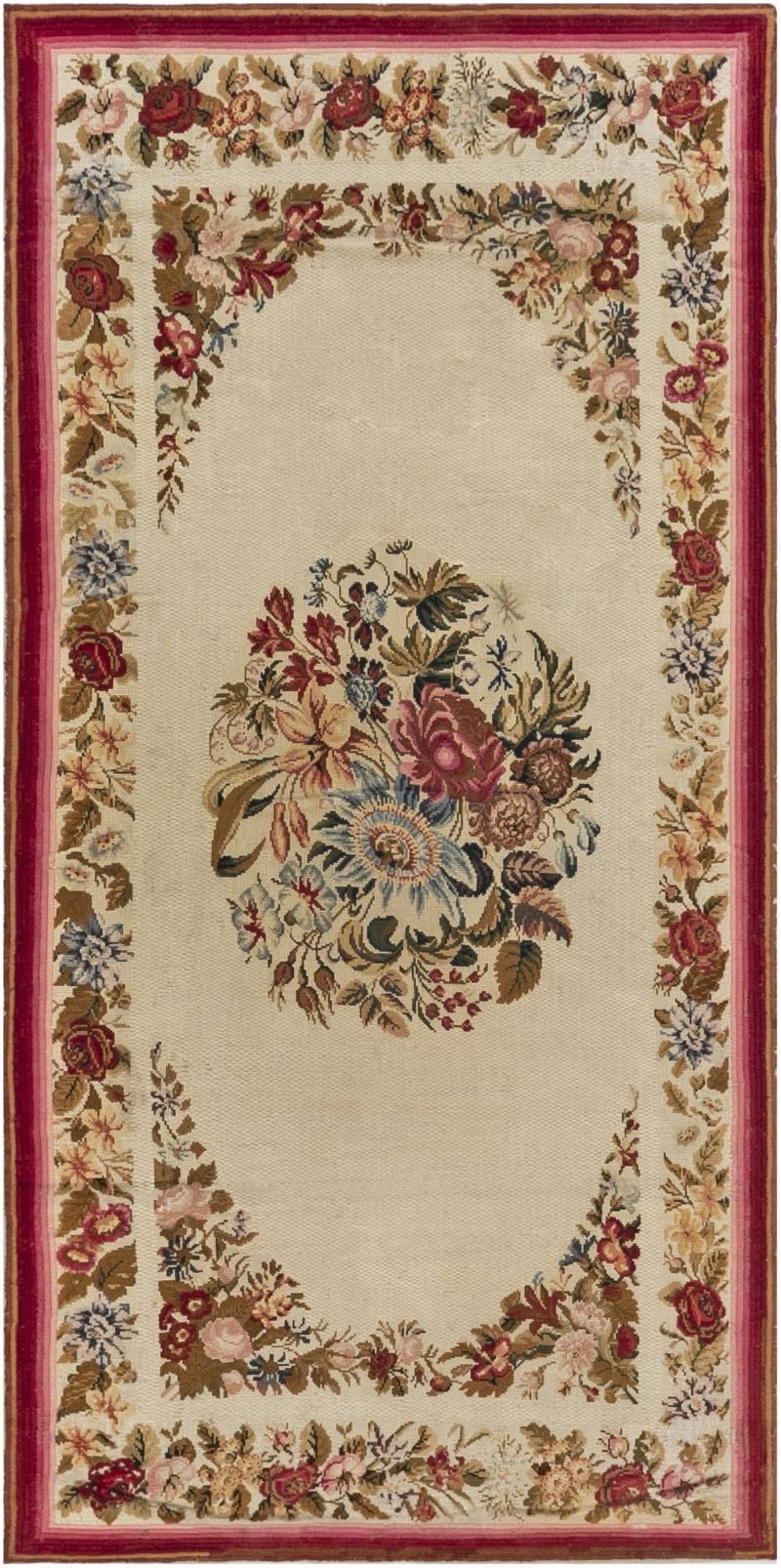 Early 20th Century English Floral Needlework Rug