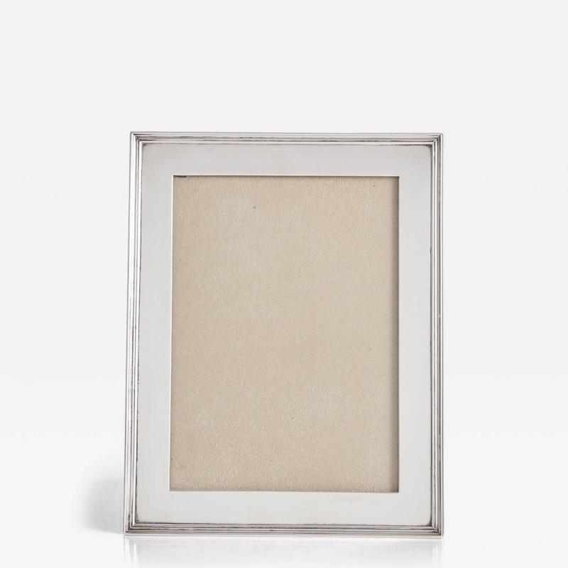 Early 20th Century English Sterling Silver Ribbed Photo Frame Birmingham 1909