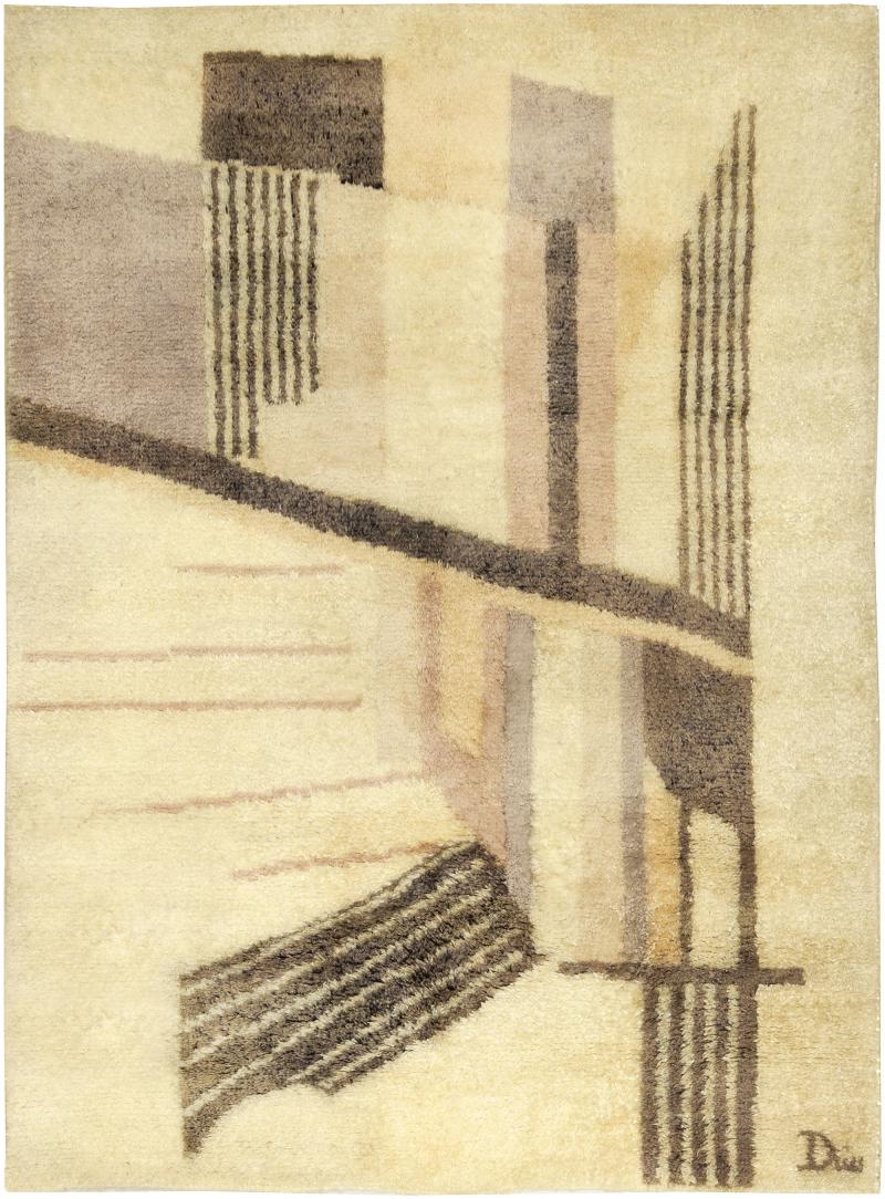 Early 20th Century French Art Deco Beige Handmade Wool Rug