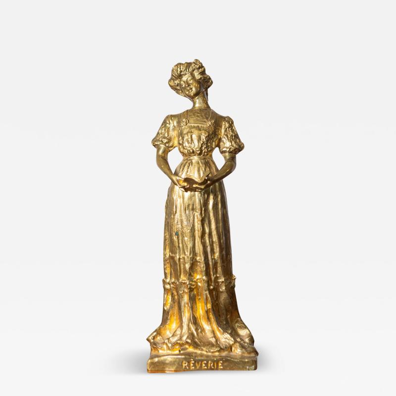 Early 20th Century French Gilded Metal Statue R verie 