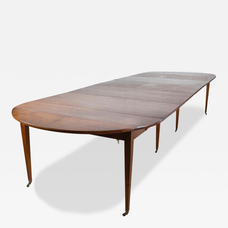 Early 20th Century French Restoration Style Solid Walnut Extension Dining Table