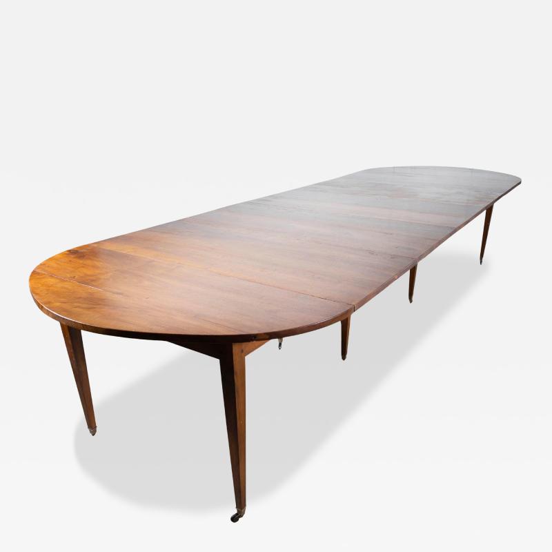 Early 20th Century French Restoration Style Solid Walnut Extension Dining table