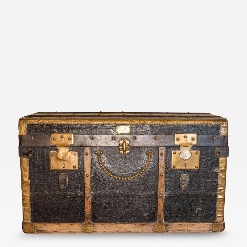 Early 20th Century French Travel Trunk with Brass Hardware