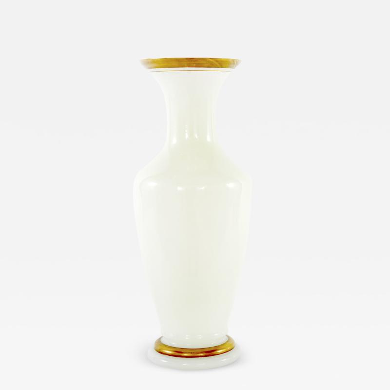 Early 20th Century French White Opaline Gilt Decorative Vase