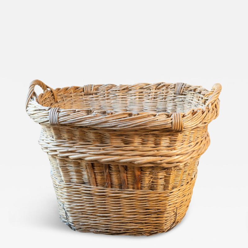 Early 20th Century French Wicker Grape Harvesting Basket