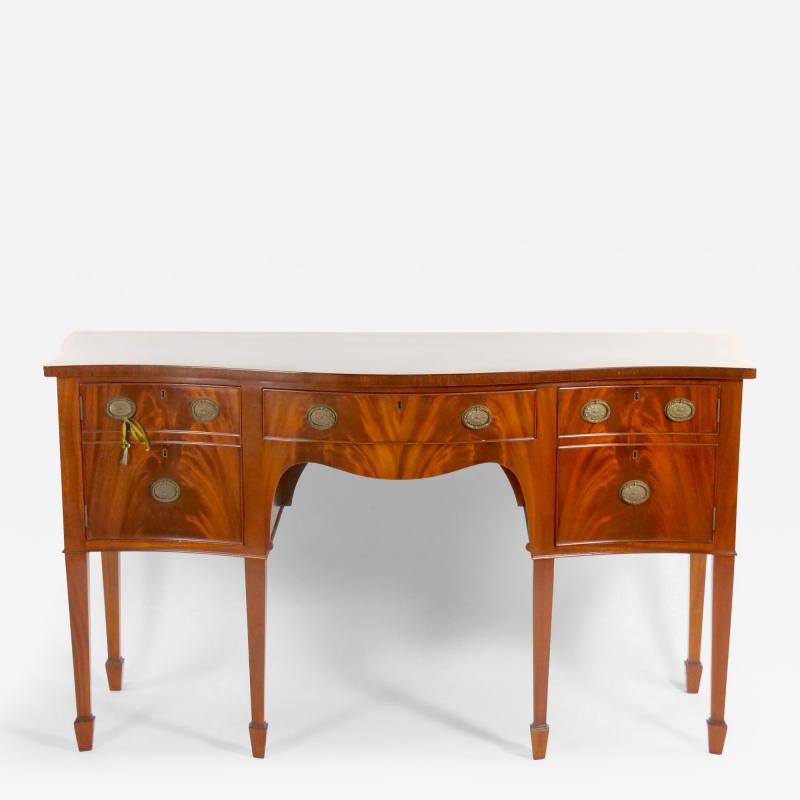 Early 20th Century George III Flame Mahogany Serpentine Sideboard Server