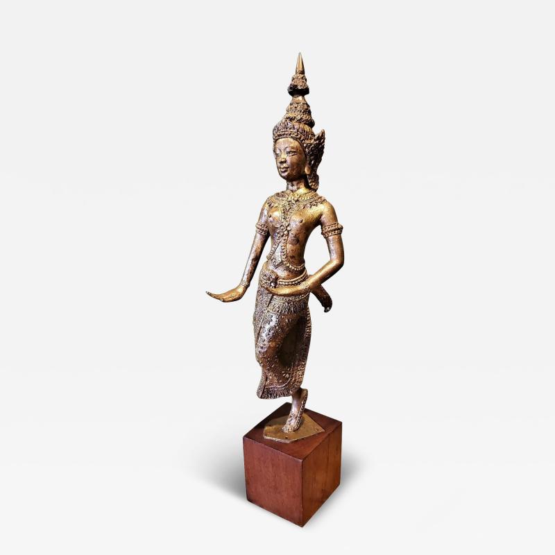 Early 20th Century Gilt Metal Thai Khon Dancer