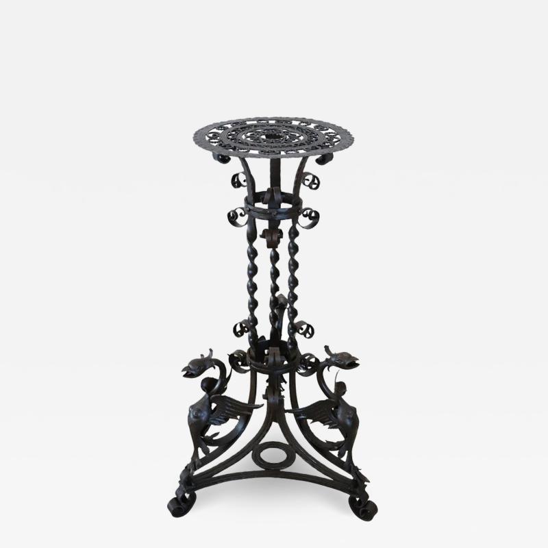 Early 20th Century Gothic Syle Wrought Iron Pedestal