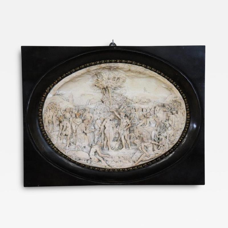 Early 20th Century High Relief Meerschaum Sculpture with Frame Baptism of Christ