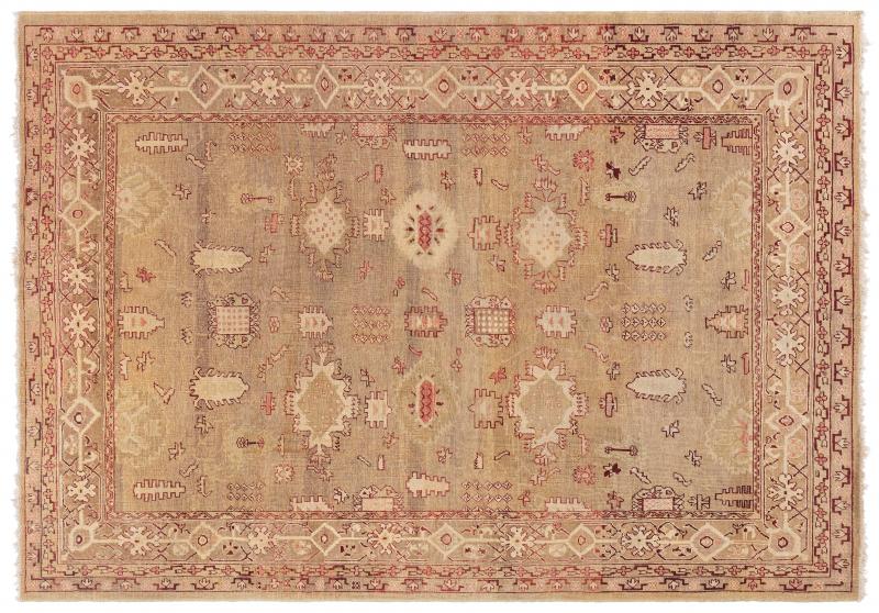 Early 20th Century Indian Amritsar Camel and Beige Handmade Wool Rug