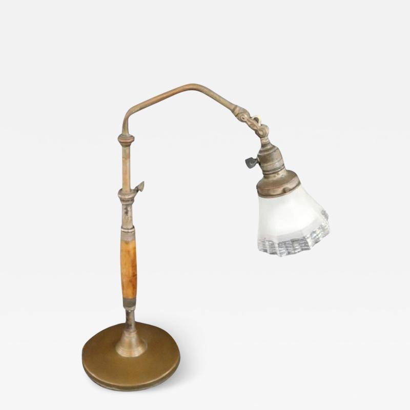 Early 20th Century Italian Brass and Glass Table Lamp