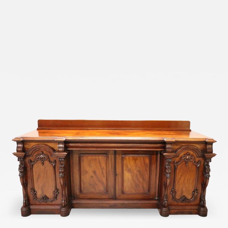 Early 20th Century Italian Carved Mahogany Wood Long Sideboard