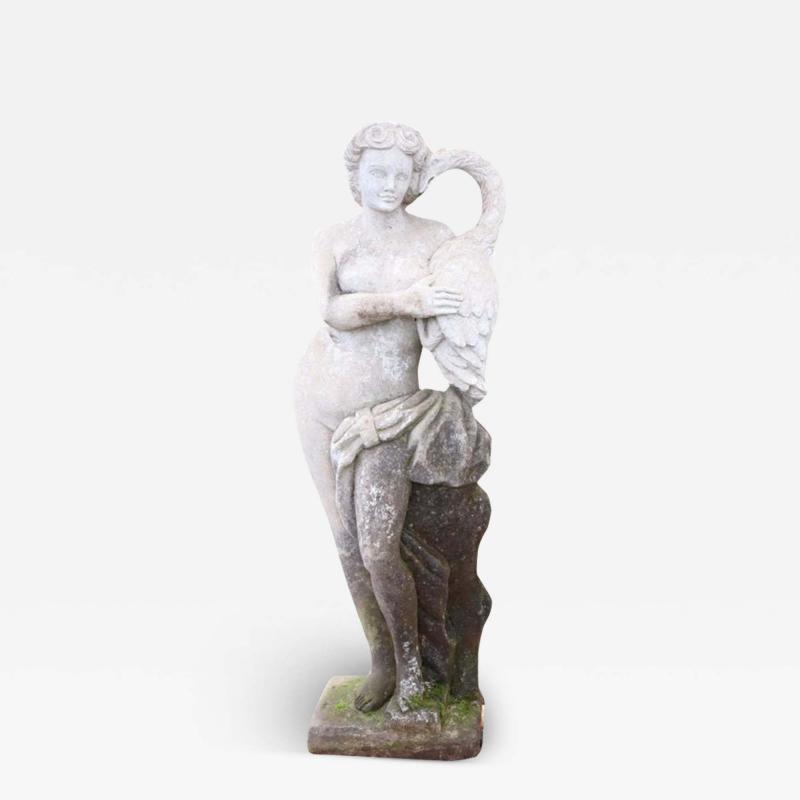 Early 20th Century Italian Large Garden Statue Leda and the Swan 