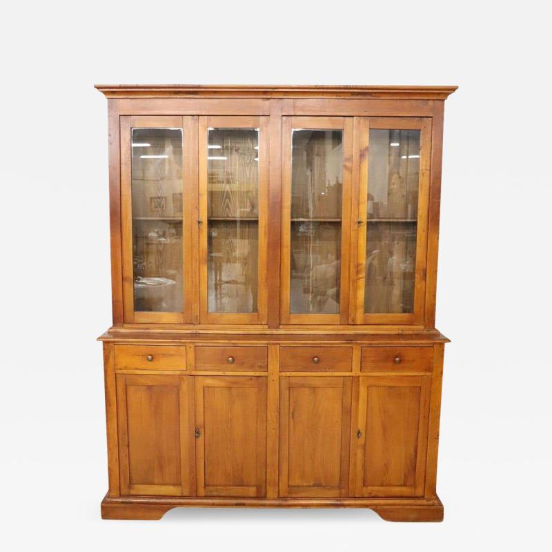 Early 20th Century Italian Solid Cherry Wood Large Bookcase or Sideboard