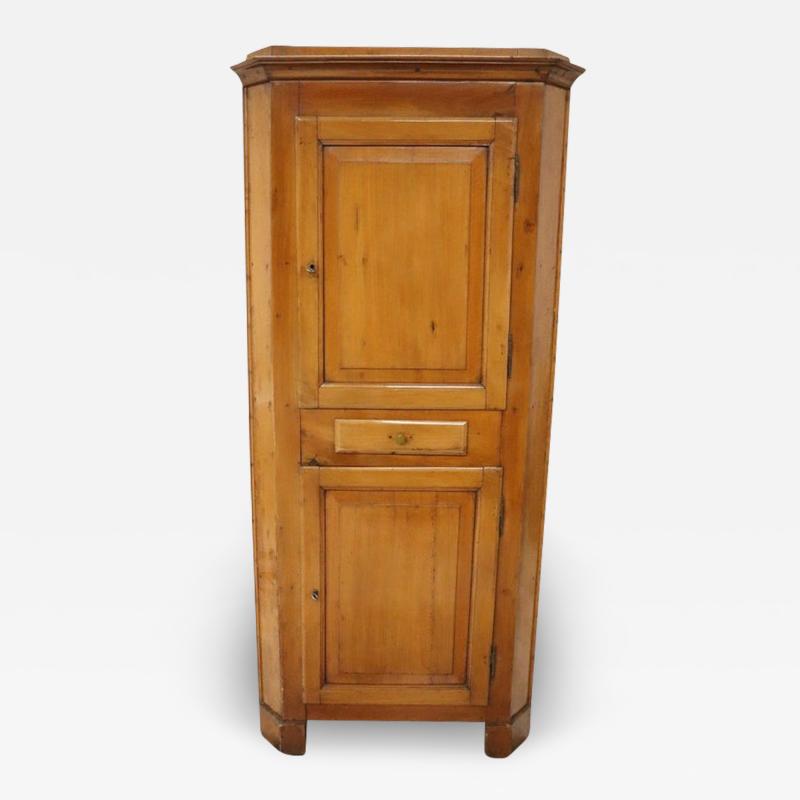 Early 20th Century Italian Solid Walnut Corner Cupboard or Corner Cabinet