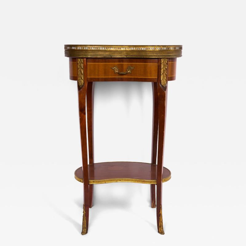 Early 20th Century Louis XV Style French Inlaid Marble Top Side Table