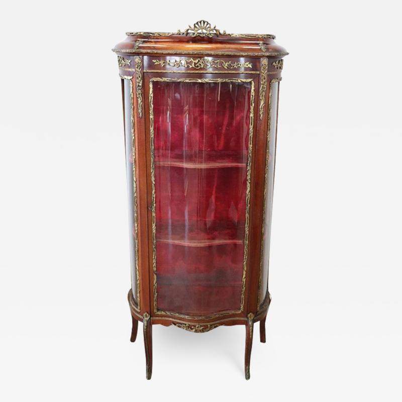 Early 20th Century Louis XV Style Walnut and Golden Bronzes Vitrine