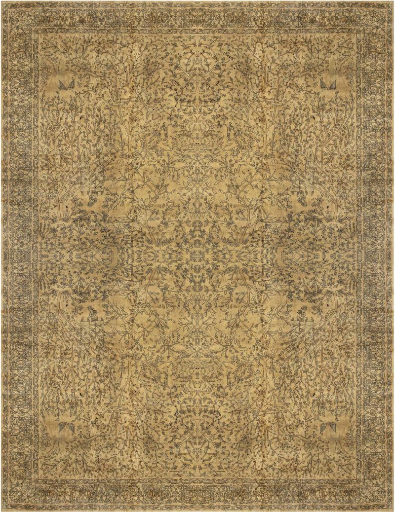 Early 20th Century North Indian Botanic Handmade Wool Carpet