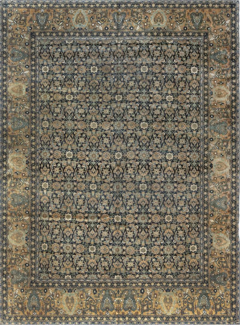 Early 20th Century Persian Kirman Botanic Handwoven Wool Rug
